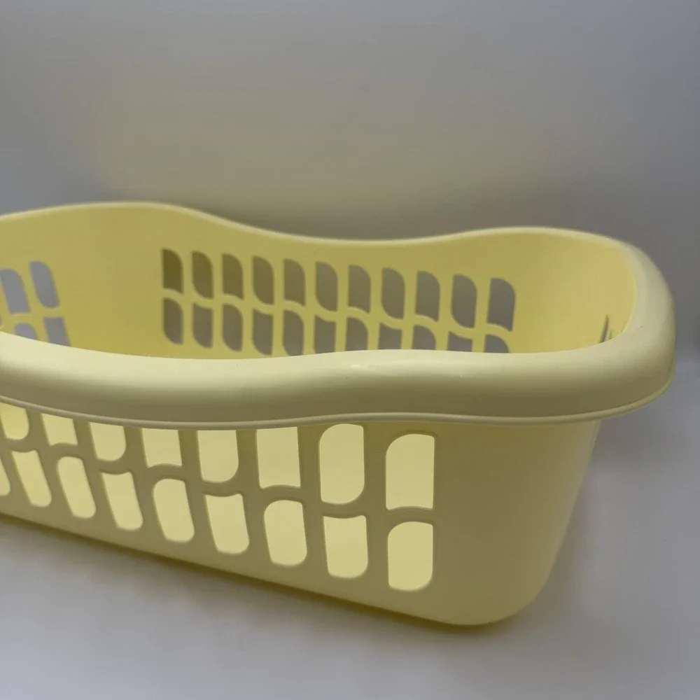 Yellow Laundry‎ Basket Handles Sturdy Prop Shallow Butter Yellow